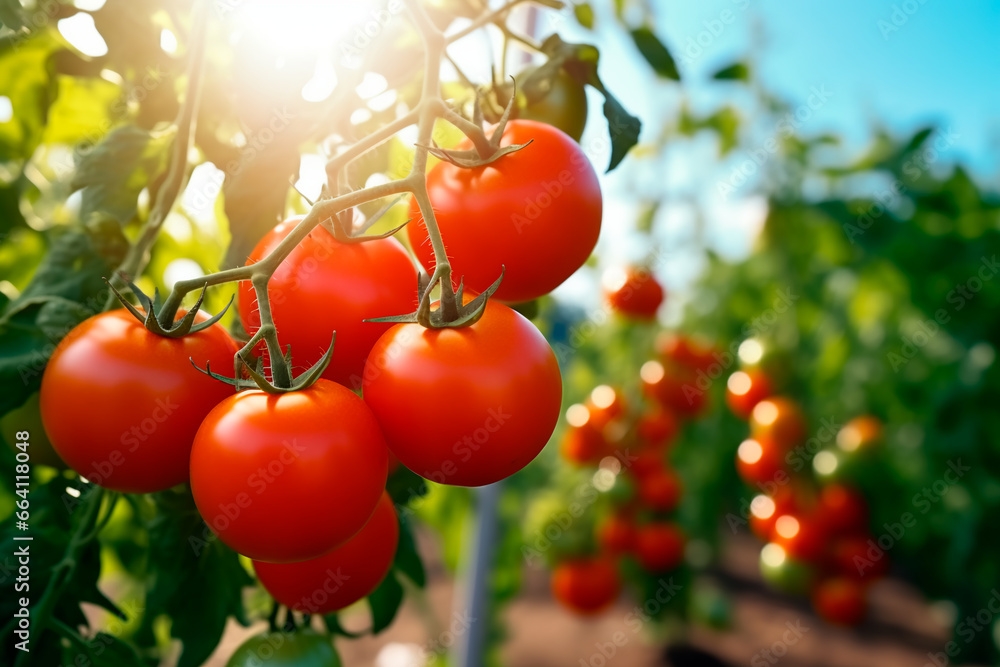 A good harvest of tomatoes. Growing tomatoes. Farm and field. Harvested agricultural crops.