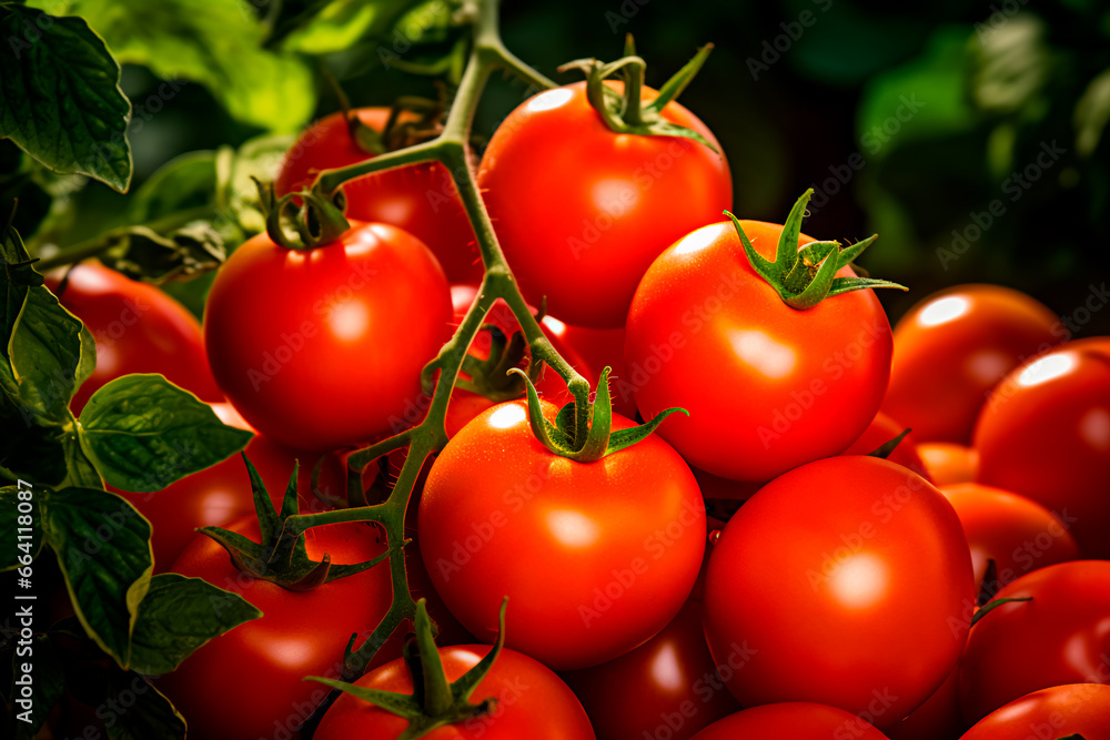 A good harvest of tomatoes. Growing tomatoes. Farm and field. Harvested agricultural crops.