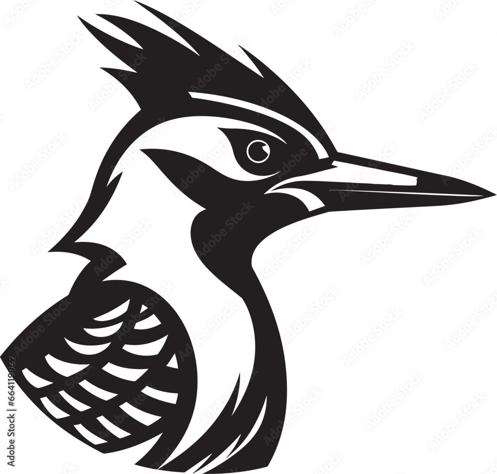 Obraz premium Woodpecker Bird Logo Design Black Nature Black Woodpecker Bird Logo Design Wildlife
