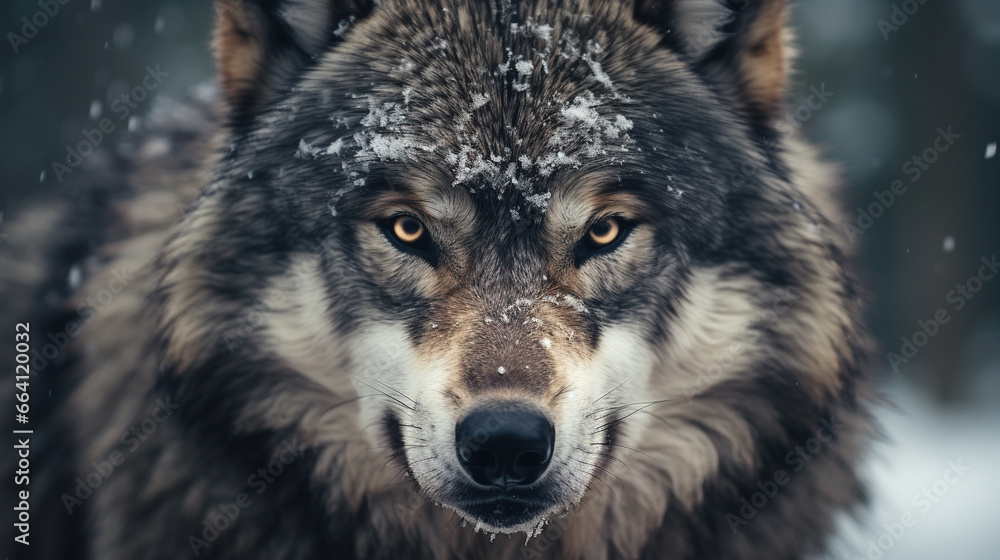 Portrait shot of an aggressive Wolf	