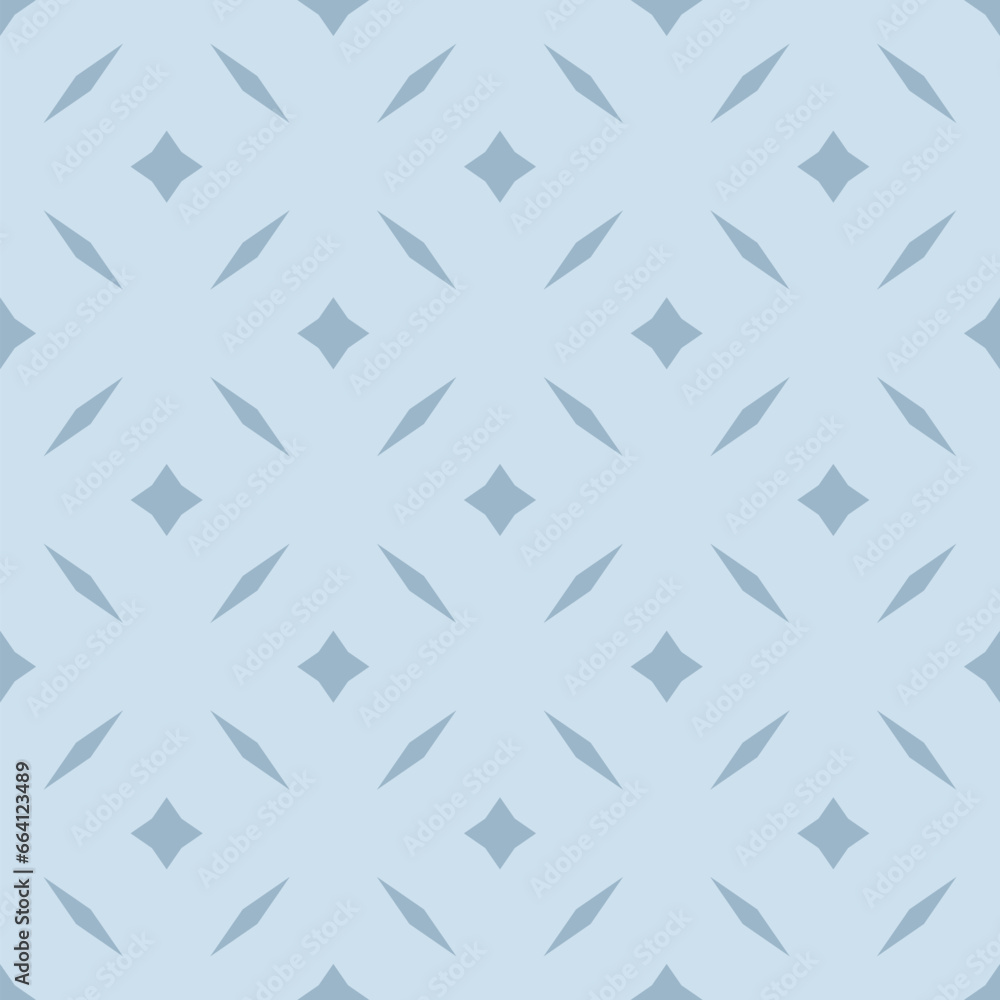 Vector abstract floral seamless pattern. Simple background in light blue color. Subtle geometric leaf ornament. Elegant graphic texture with diamond shapes, stars, grid. Minimalist repeated geo design Vector abstract floral seamless pattern. Simple background in light blue color. Subtle geometric leaf ornament. Elegant graphic texture with diamond shapes, stars, grid. Minimalist repeated geo design