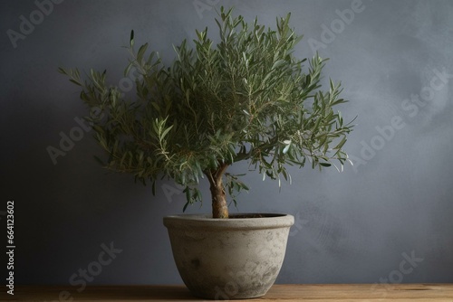 potted olive tree. Generative AI