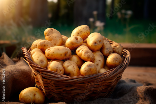 Good harvest of potatoes. Cultivation of potatoes. Farm and field. Harvested agricultural crops. © Uliana
