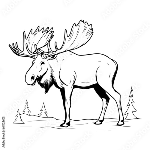vector silhouette moose on white background, ai generated