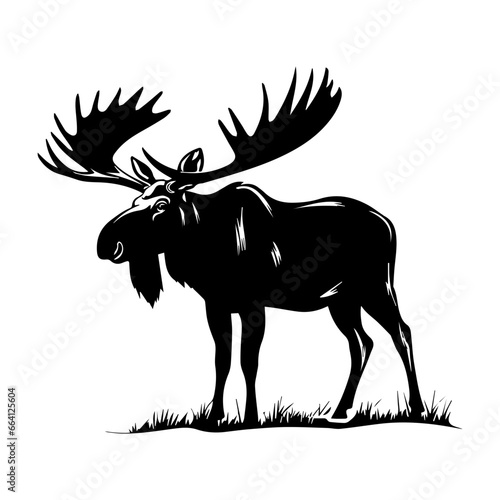 vector silhouette moose on white background  ai generated