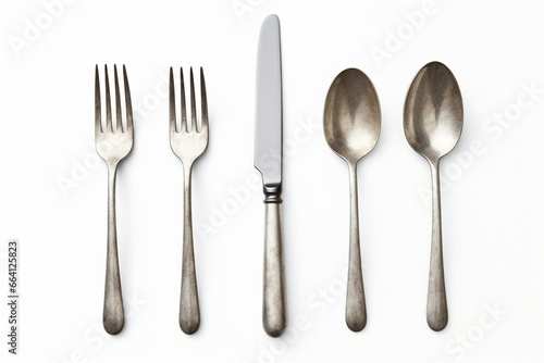 5 white background cutlery. Generative AI