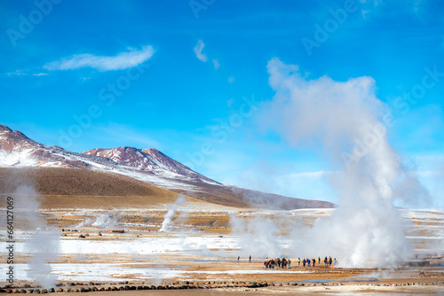 Geyser del Tatio, terceiro maior campo geotermico do mundo situado na cordilheira dos andes no chile	 photo