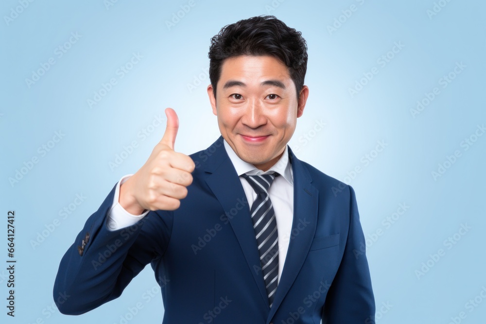 Asian businessman thumb up smile face portrait Asian businessman thumb up smile face portrait