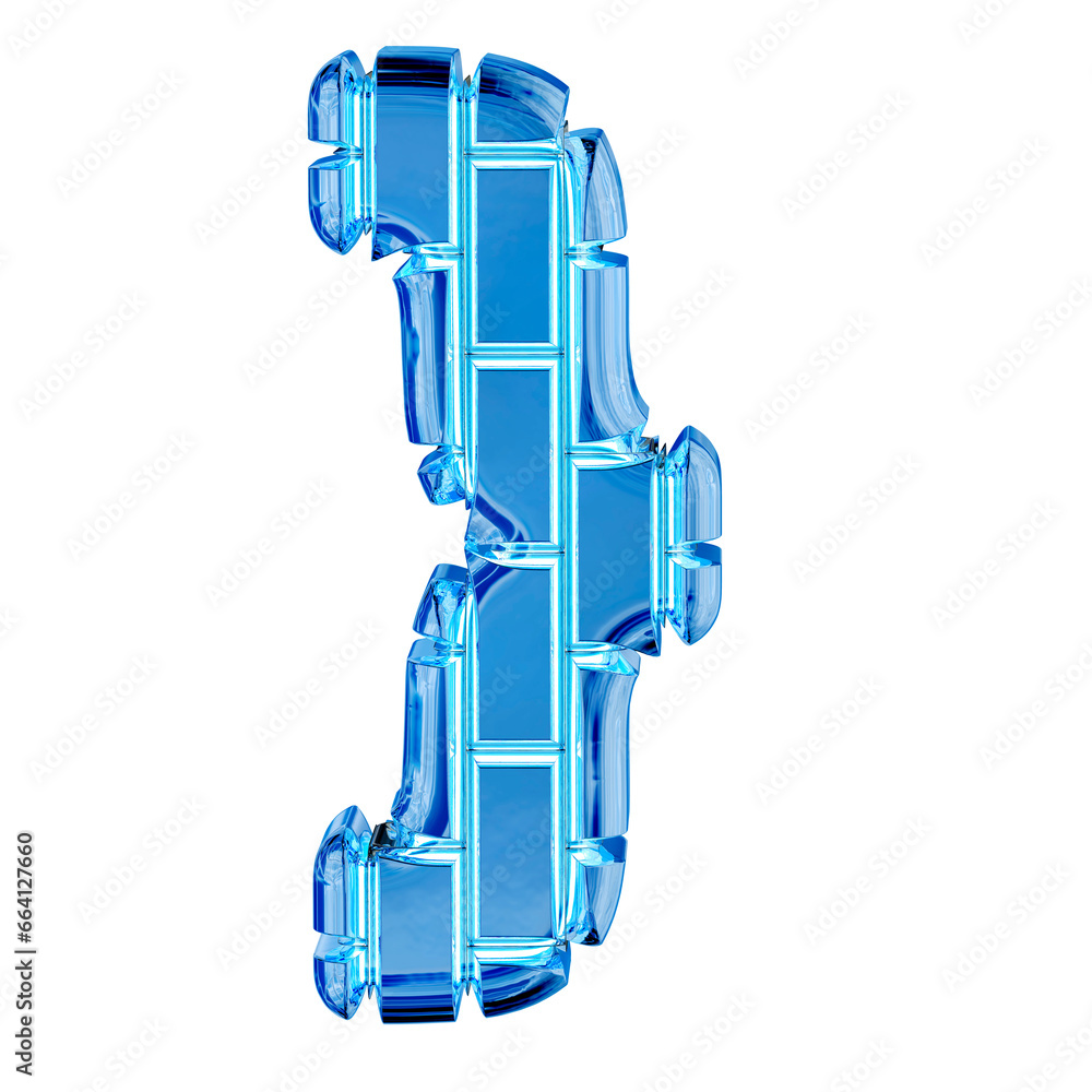 Symbol made of blue ice vertical bricks Symbol made of blue ice vertical bricks