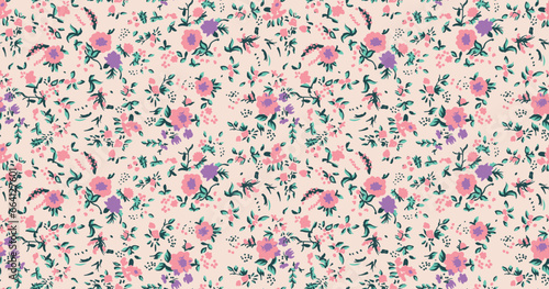 Floral liberty pattern. Plant background for fashion, tapestries, prints. Modern floral design perfect for fashion and decoration