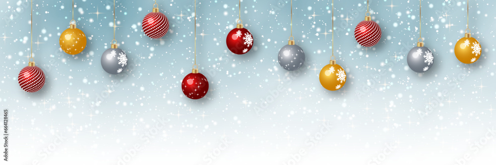 Christmas and New Year winter style vector background with stars, snowflakes and winter decor. Design template for banner, horizontal flyer, invitation card, poster, coupon, voucher Christmas and New Year winter style vector background with stars, snowflakes and winter decor. Design template for banner, horizontal flyer, invitation card, poster, coupon, voucher