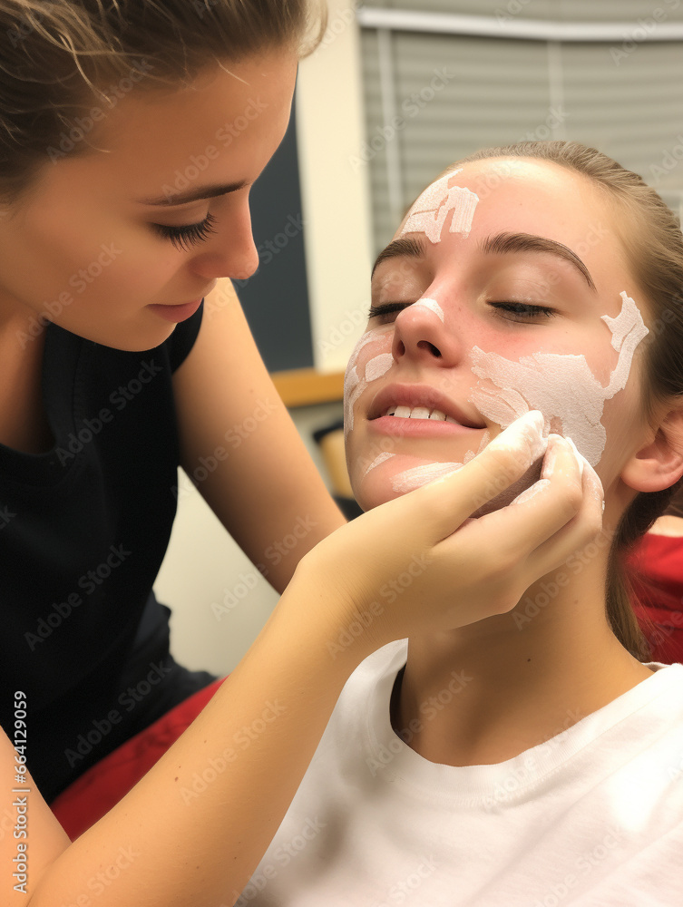 A Photo of a Student Applying Medicated Acne Spot Treatment A Photo of a Student Applying Medicated Acne Spot Treatment