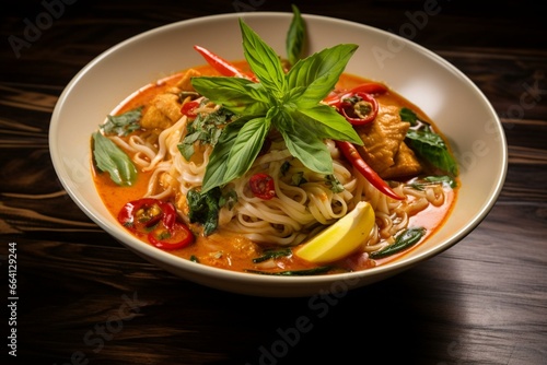 delicious noodle dish from Thailand. Generative AI