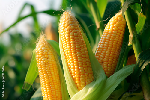 A good harvest of corn. Corn cultivation. Farm and field. Harvested agricultural crops.