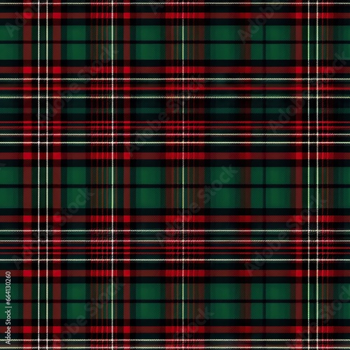 Black, green and red scottish tartan plaid seamless pattern background. Royal stewart cloth in classic colors. Christmas geometric print. Woolen red fabric photo