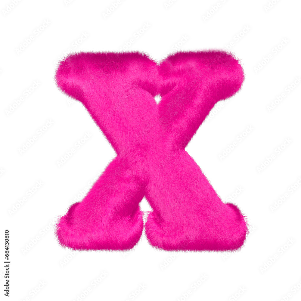 Pink fur symbol. letter x