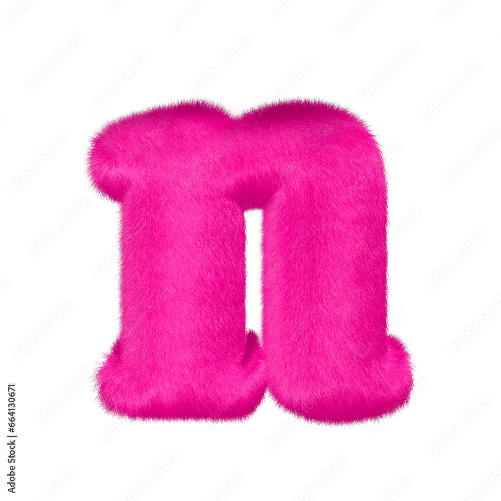 Pink fur symbol. letter n Pink fur symbol. letter n