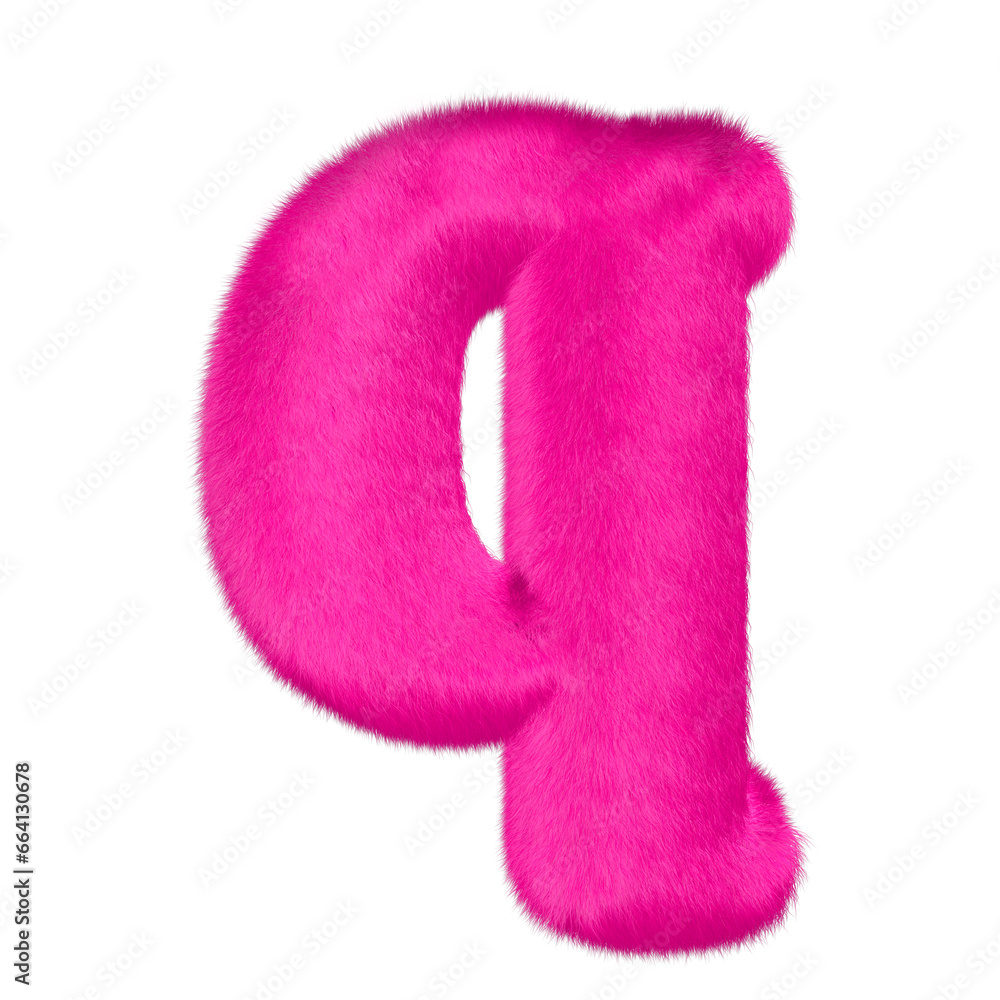 Pink fur symbol. letter q Pink fur symbol. letter q
