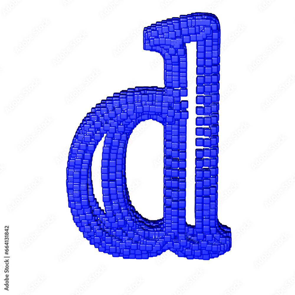 Symbol made of blue cubes. letter d Symbol made of blue cubes. letter d