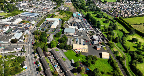 Aerial photo of Businesses in Ballymoney Town Co Antrim Northern Ireland 10-10-23 © peter