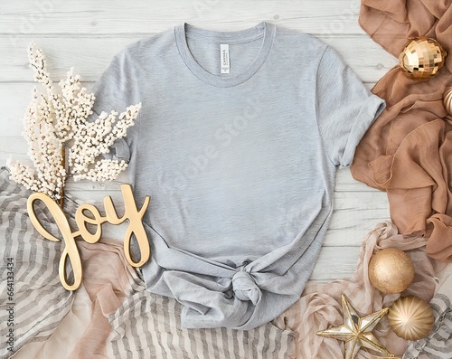 Canvas Print Athletic Heather Bella Canvas 3001 Mockup Christmas Tshirt Mock up T-shirt Grey