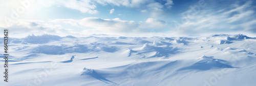 winter snow landscape against blue sky - extra wide use for backgrounds  with copy space