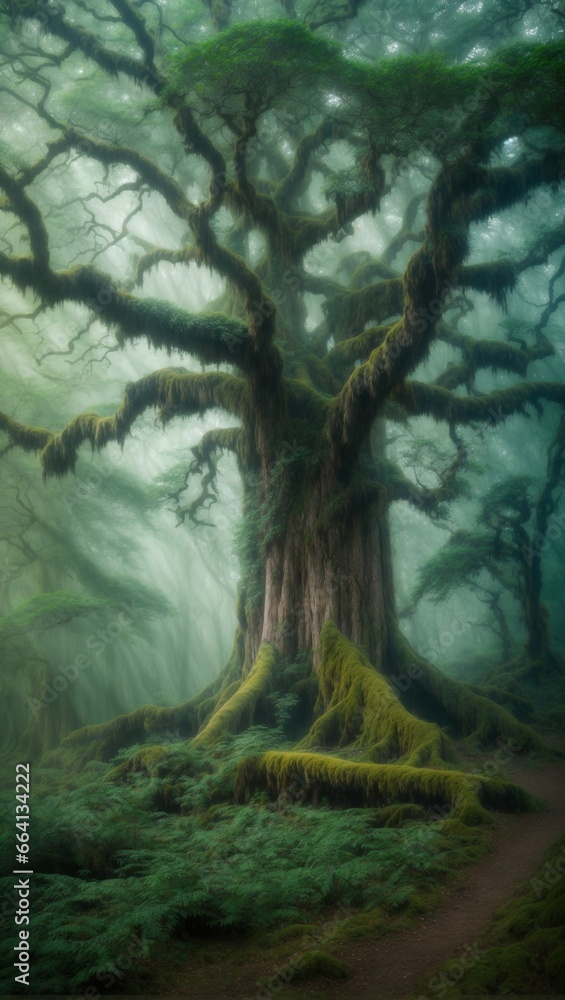 Enchanted Mist: The Ancient Forest's Embrace