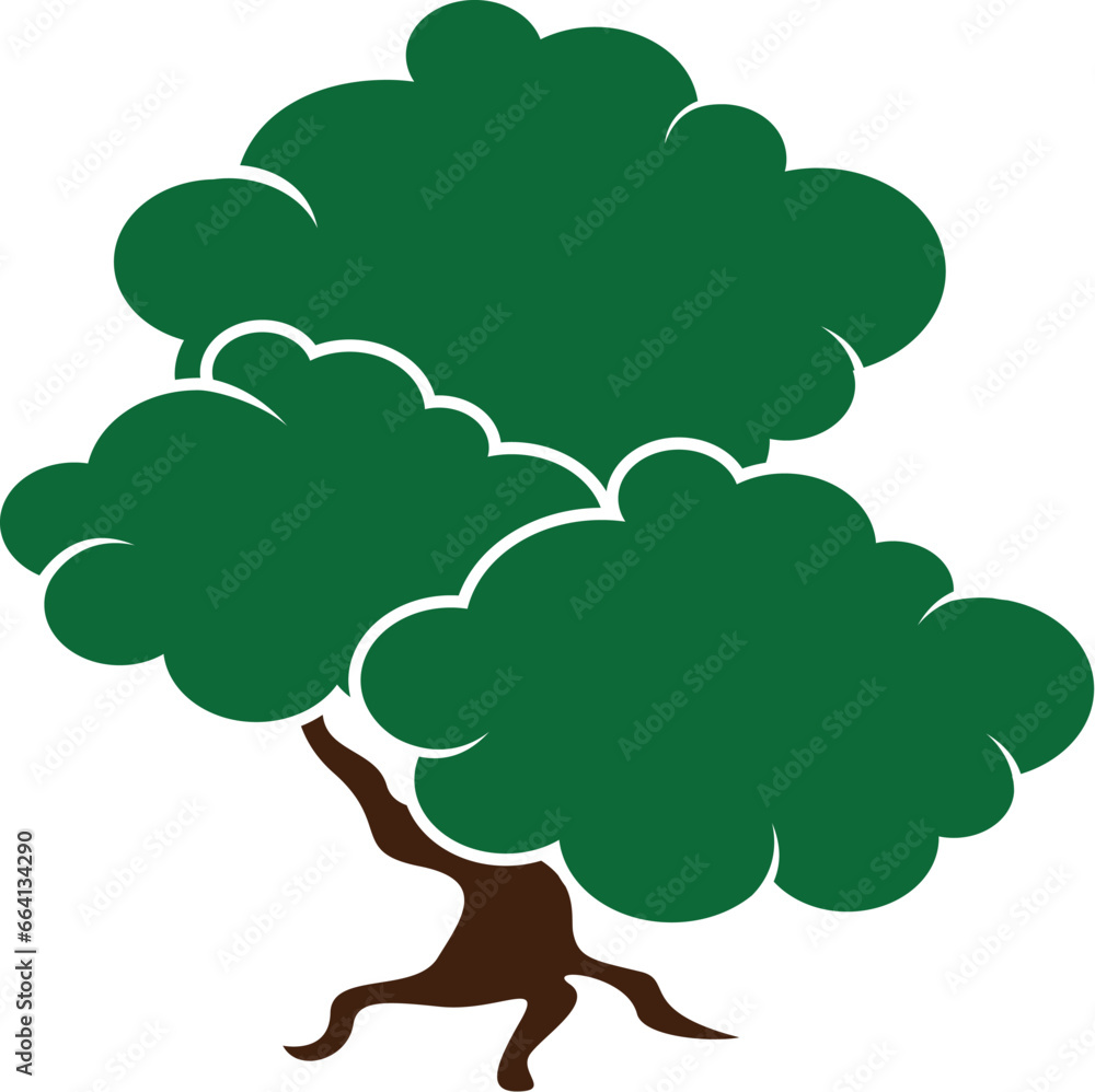 Cartoon Isolated Illustration Vector Of A Big Bushy Tree with Foliage and Leafs Cartoon Isolated Illustration Vector Of A Big Bushy Tree with Foliage and Leafs