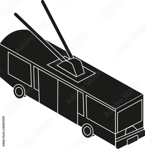 Cartoon Black and White Isolated Illustration Vector Of A Tram Bus Carriage Public Transport