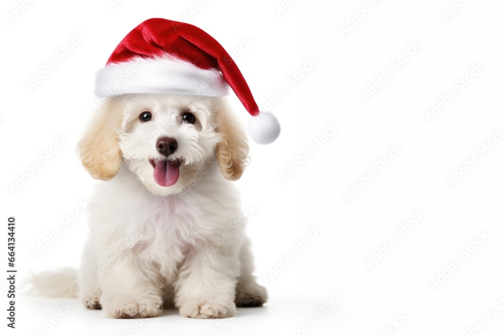 puppy wearing santa hat puppy wearing santa hat