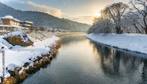 日本の川の冬景色3