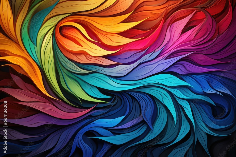 A multicolored background with wavy lines. AI image.