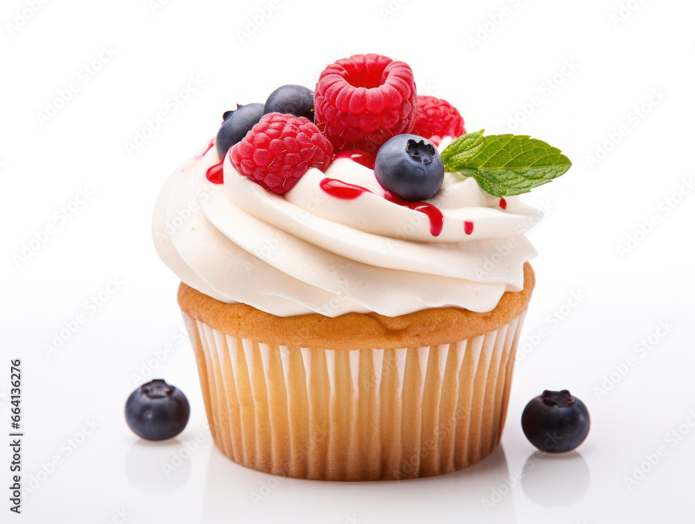 Cupcake Professional Studio Shot Isolated on Clear Background, Food Photography, Generative AI