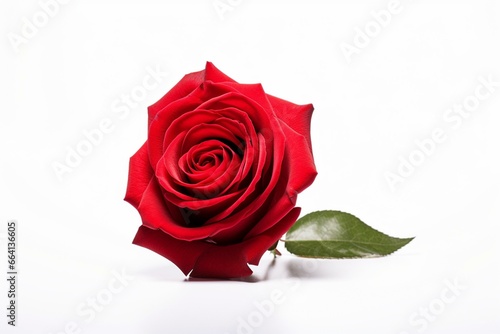 Isolated red rose on white background. Generative AI