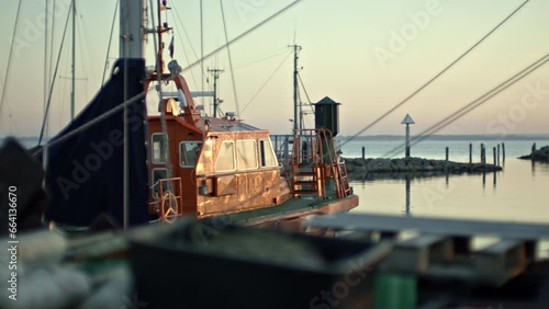 Wallpaper Mural Red boat in dock at sunset Torontodigital.ca