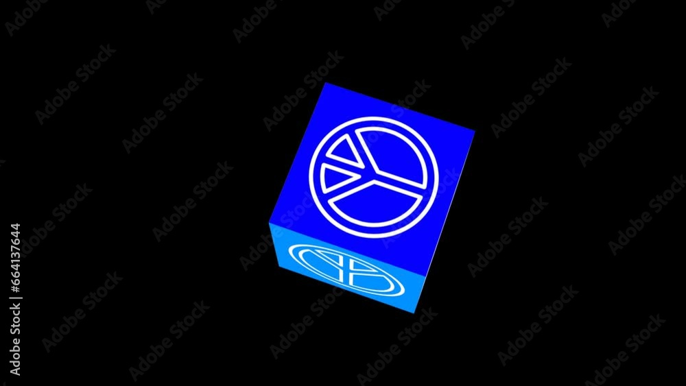 3d Box Cube Rotating Peace Sign Element Animation 3d Box Cube Rotating Peace Sign Element Animation