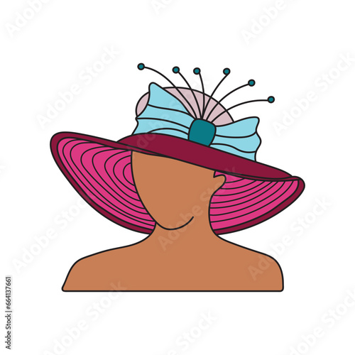 Kids drawing Cartoon Vector illustration female hat in mannequin Isolated on White Background
