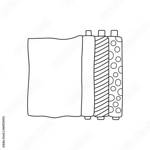 Hand drawn Kids drawing Cartoon Vector illustration fabric Isolated on White Background