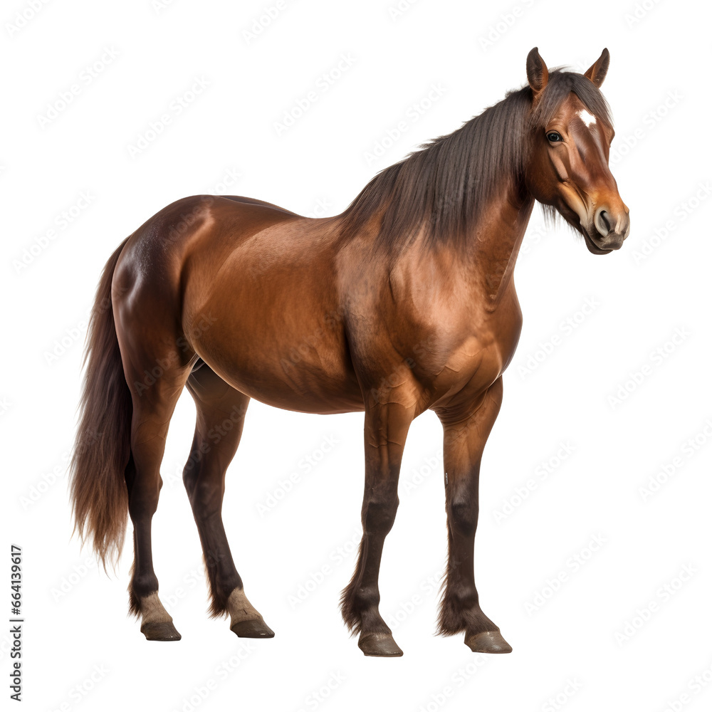 Obraz premium Horse standing with long mane portrait isolated on transparent background
