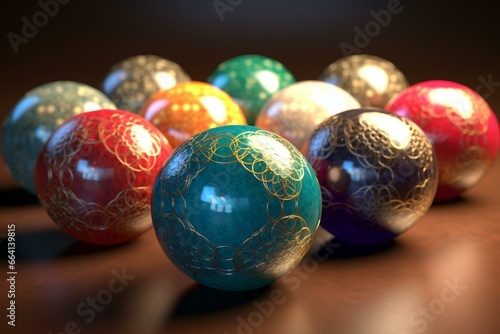 3D rendered spheres representing chakras. Generative AI