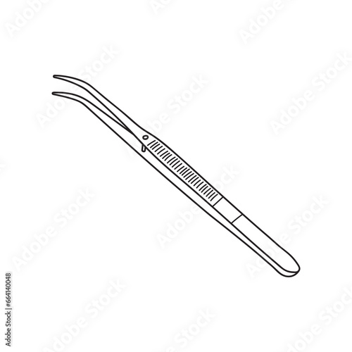 Hand drawn Kids drawing Cartoon Vector illustration tweezers Isolated on White Background