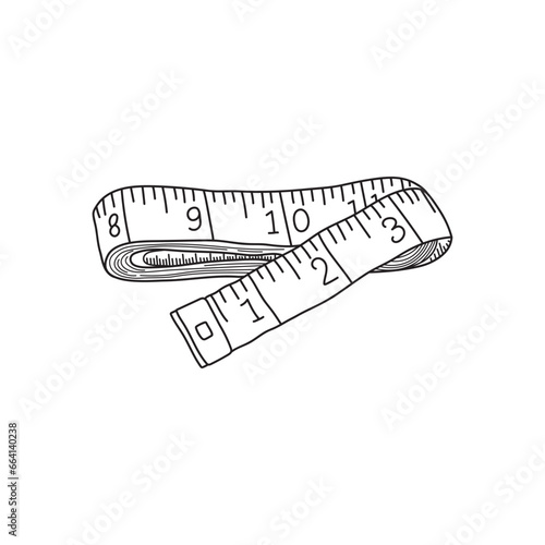Hand drawn Kids drawing Cartoon Vector illustration measuring tape Isolated on White Background