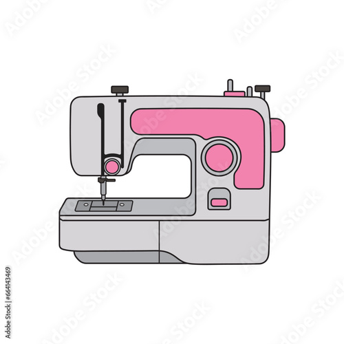 Kids drawing Cartoon Vector illustration sewing machine Isolated on White Background