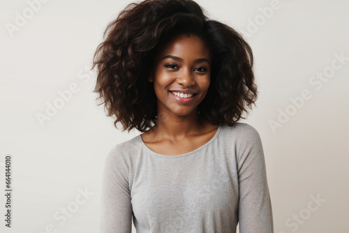 Smiling Black Woman in Studio