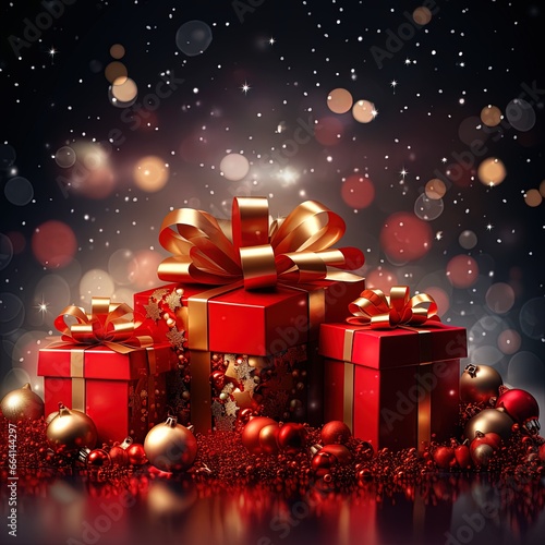 Red Boxing Day Christmas gift box, Generative Ai © maximos