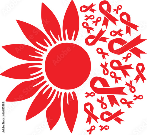 HIV/AIDS Awareness Illustration Sublimation Icon Red Month