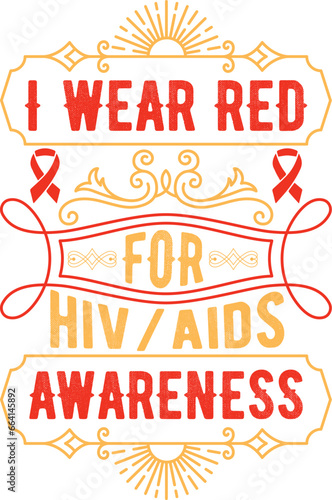 HIV AIDS Awareness Illustration Sublimation Icon Red Month
