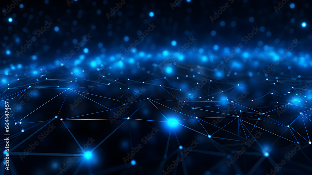 Blue abstract background with a network grid and particles connected. futuristic background Blue abstract background with a network grid and particles connected. futuristic background