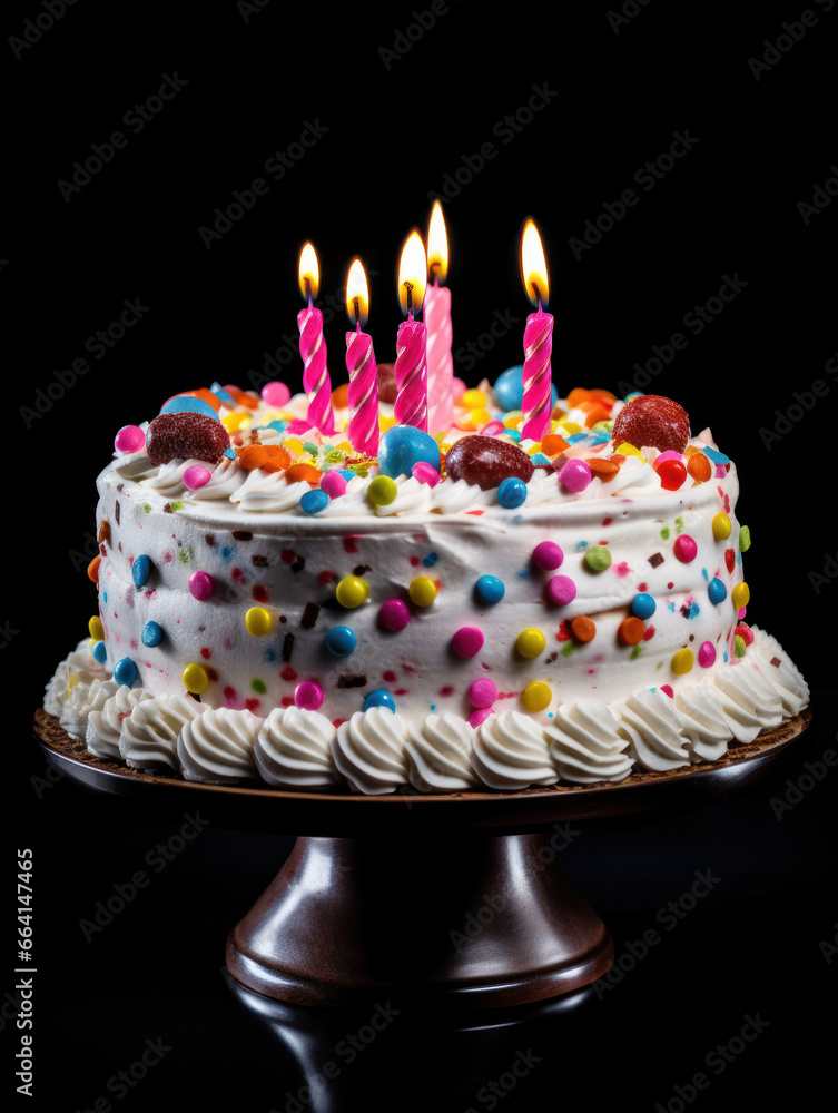 Birthday Cake Studio Shot Isolated on Clear Background, Food Photography, Generative AI Birthday Cake Studio Shot Isolated on Clear Background, Food Photography, Generative AI