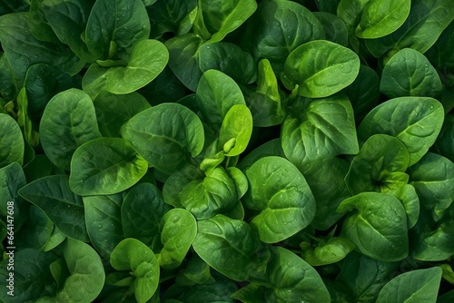 Close-up view of vibrant spinach leaves. Generative AI